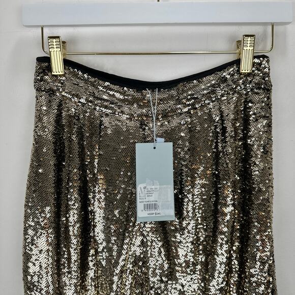 Antonio Melani Sequined Geri Pants High Waisted Straight Party Gold US 0 NWT - Picture 6 of 11